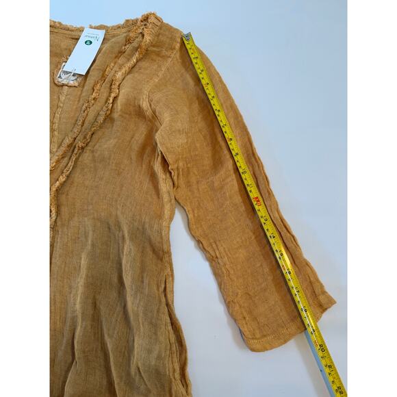 NWT Namsar 100% Linen Open Front Duster Cardigan Women S/M Yellow Boho Fairy - Picture 6 of 15